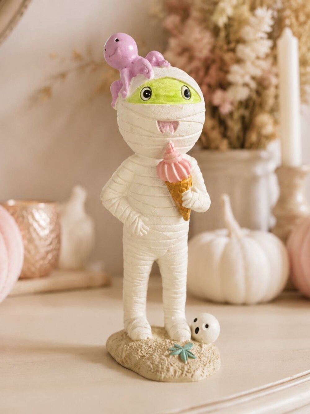 Summerween Mummy Octopus Ice Cream Figurine 9” Halloween Resin NWT